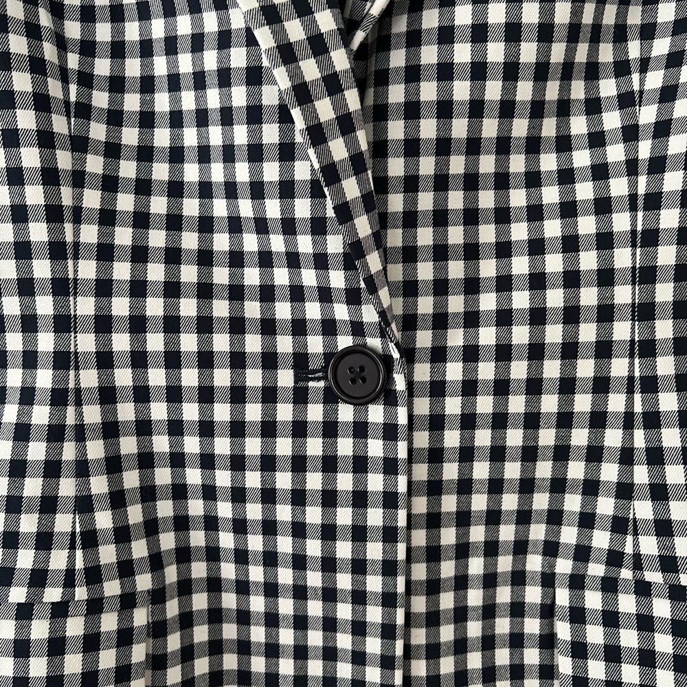 NWT FAVORITE DAUGHTER Gingham Navy Collared Relaxed Single Breasted Blazer XS - Picture 5 of 8